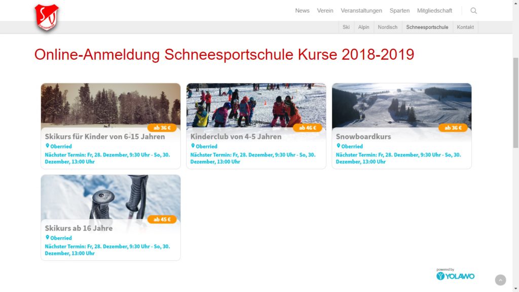 Beispiel SV Kirchzarten Homepage