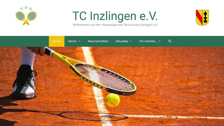 Screenshot TC Inzlingen Webseite - Startseite